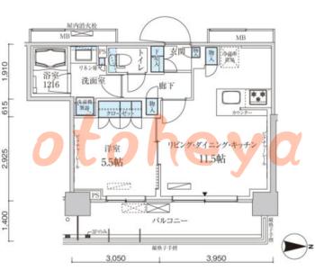 楽器ピアノ可相談 の 賃貸物件 1LDK 18.1万円の図面１