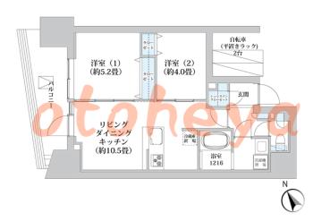 楽器ピアノ可相談 の 賃貸物件 2LDK 26.5万円の図面１