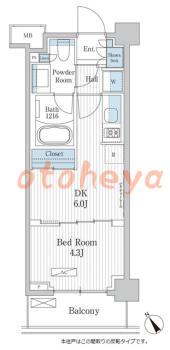 楽器ピアノ可相談 の 賃貸物件 1DK 13.1万円の図面１