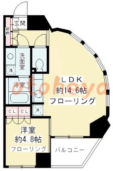 楽器ピアノ可相談 の 賃貸物件 1LDK 17.9万円の図面１