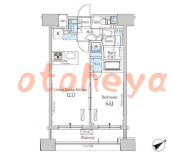楽器ピアノ可相談 の 賃貸物件 1LDK 17.7万円の図面１