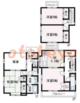 楽器ピアノ可相談 の 賃貸物件 4DK 8.5万円の図面１