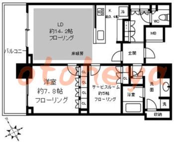 楽器ピアノ可相談 の 賃貸物件 1SLDK 38.5万円の図面１