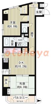 楽器ピアノ可相談 の 賃貸物件 2DK 14.1万円の図面１