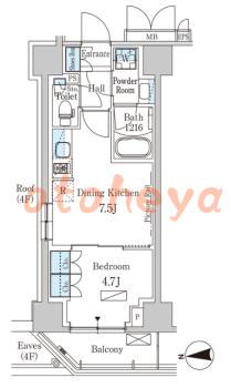 楽器ピアノ可相談 の 賃貸物件 1DK 15.9万円の図面１