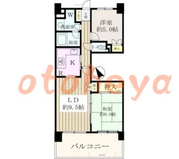 楽器ピアノ可相談 の 賃貸物件 2LDK 11.9万円の図面１