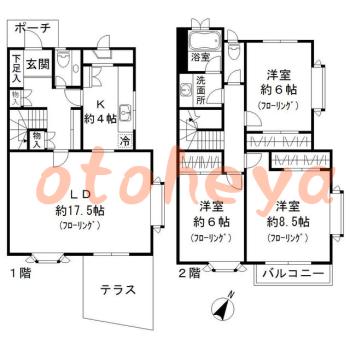 楽器ピアノ可相談 の 賃貸物件 3LDK 30万円の図面１