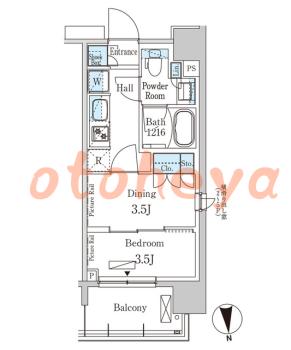 楽器ピアノ可相談 の 賃貸物件 1DK 12.6万円の図面１