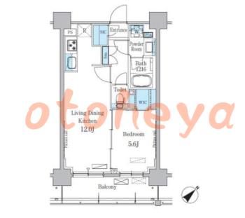 楽器ピアノ可相談 の 賃貸物件 1LDK 18.3万円の図面１