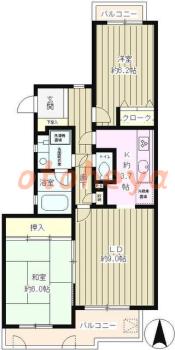 楽器ピアノ可相談 の 賃貸物件 2LDK 16万円の図面１