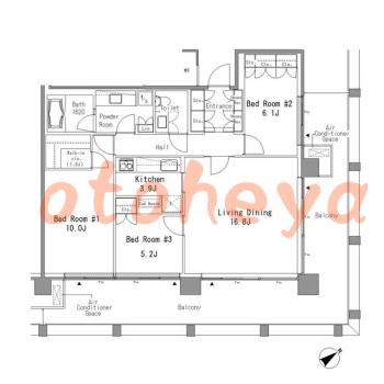 楽器ピアノ可相談 の 賃貸物件 3LDK 70万円の図面１