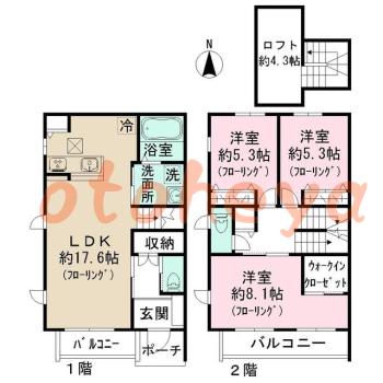 楽器ピアノ可相談 の 賃貸物件 3LDK 19.5万円の図面１