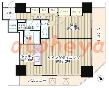 楽器ピアノ可相談 の 賃貸物件 1LDK 23.3万円の図面１