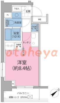楽器ピアノ可相談 の 賃貸物件 1R 7.8万円の図面１