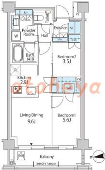 楽器ピアノ可相談 の 賃貸物件 2LDK 28.9万円の図面１