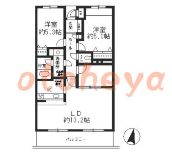 楽器ピアノ可相談 の 賃貸物件 2SLDK 13.8万円の図面１