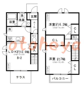 楽器ピアノ可相談 の 賃貸物件 2LDK 14万円の図面１