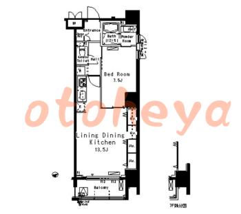 楽器ピアノ可相談 の 賃貸物件 1LDK 21.8万円の図面１