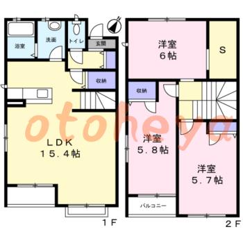 楽器ピアノ可相談 の 賃貸物件 3LDK 14.1万円の図面１