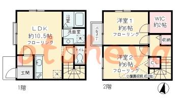 楽器ピアノ可相談 の 賃貸物件 2LDK 15.3万円の図面１