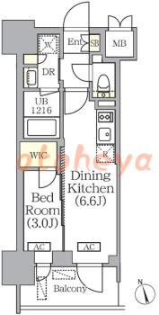 楽器ピアノ可相談 の 賃貸物件 1DK 15.4万円の図面１