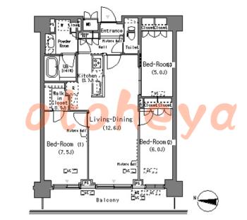 楽器ピアノ可相談 の 賃貸物件 3LDK 28.8万円の図面１