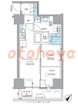 楽器ピアノ可相談 の 賃貸物件 2LDK 24.3万円の図面１