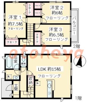 楽器ピアノ可相談 の 賃貸物件 3LDK 18.5万円の図面１