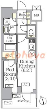 楽器ピアノ可相談 の 賃貸物件 1DK 15.2万円の図面1