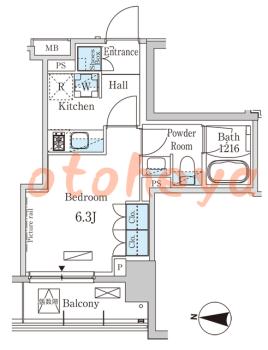 楽器ピアノ可相談 の 賃貸物件 1K 12万円の図面１