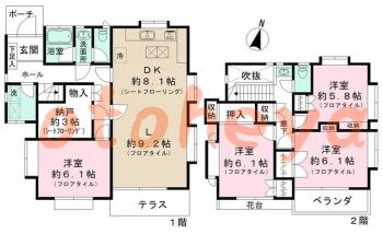楽器ピアノ可相談 の 賃貸物件 4SLDK 20万円の図面１