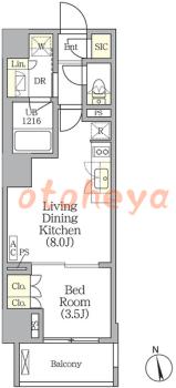 楽器ピアノ可相談 の 賃貸物件 1LDK 14.8万円の図面１