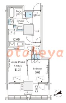 楽器ピアノ可相談 の 賃貸物件 1LDK 23万円の図面１