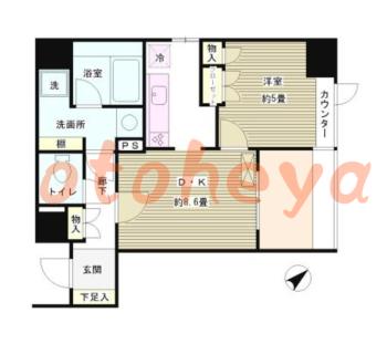楽器ピアノ可相談 の 賃貸物件 1DK 14.3万円の図面１