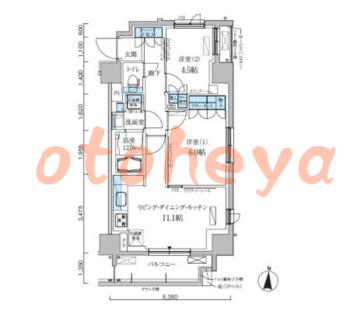 楽器ピアノ可相談 の 賃貸物件 2LDK 25.6万円の図面１