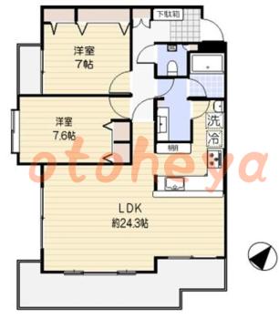 楽器ピアノ可相談 の 賃貸物件 2LDK 22.5万円の図面１