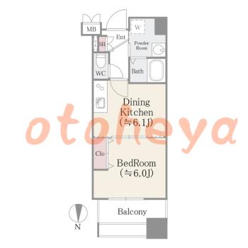 楽器ピアノ可相談 の 賃貸物件 1DK 11.3万円の図面１