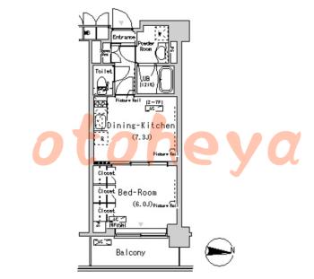 楽器ピアノ可相談 の 賃貸物件 1DK 14.4万円の図面１