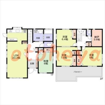 楽器ピアノ可相談 の 賃貸物件 4SLDK 21.5万円の図面１