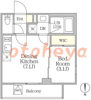 楽器ピアノ可相談 の 賃貸物件 1DK 15.9万円の図面１