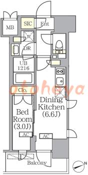 楽器ピアノ可相談 の 賃貸物件 1DK 15万円の図面１