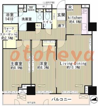 楽器ピアノ可相談 の 賃貸物件 2LDK 63万円の図面１