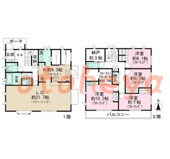 楽器ピアノ可相談 の 賃貸物件 4SLDK 38万円の図面１