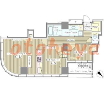 楽器ピアノ可相談 の 賃貸物件 2LDK 46.1万円の図面１
