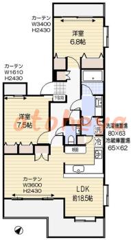楽器ピアノ可相談 の 賃貸物件 2LDK 23.5万円の図面１
