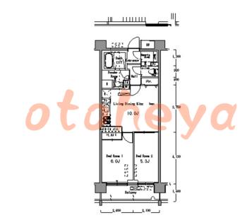 楽器ピアノ可相談 の 賃貸物件 2LDK 19.9万円の図面１