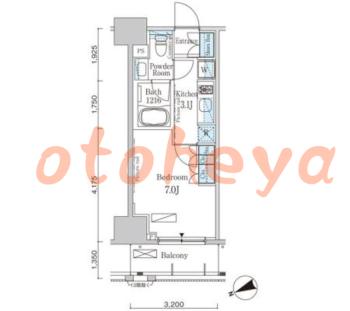 楽器ピアノ可相談 の 賃貸物件 1K 11万円の図面１