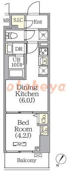 楽器ピアノ可相談 の 賃貸物件 1DK 10.4万円の図面１