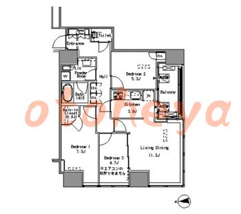 楽器ピアノ可相談 の 賃貸物件 3LDK 41.8万円の図面１