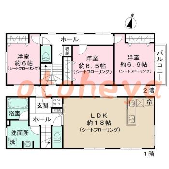 楽器ピアノ可相談 の 賃貸物件 3LDK 31万円の図面１